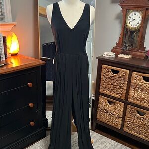 Zara TRF Black Wide Leg Jumpsuit Open Back Tie Sz XS NWT